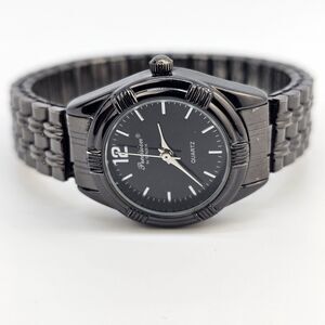 Gruen Precision Women's Watch 25MM Black Dial Expandable Band 6" New Battery‎